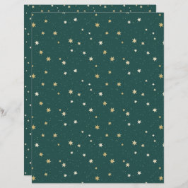 Gulda stjärnor Grön himmel jul skrapbokspapper