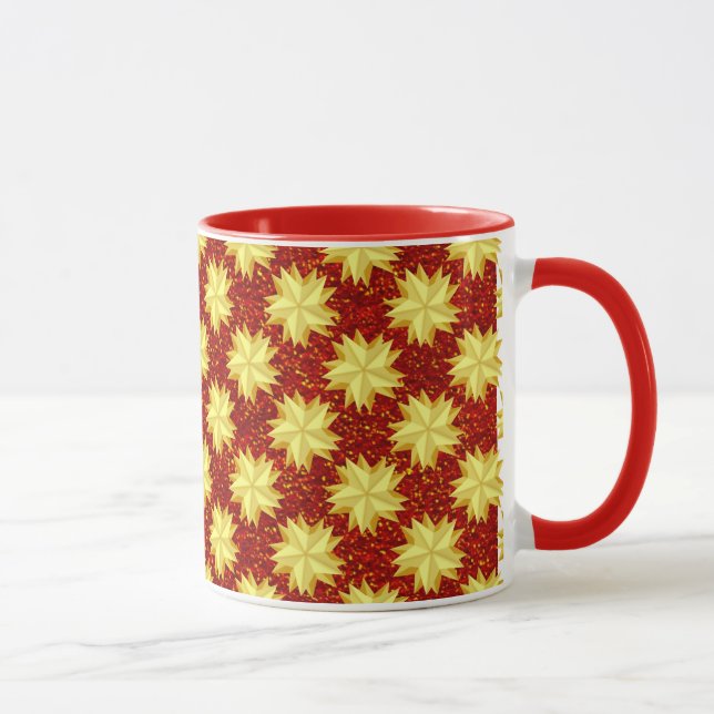 Gulda stjärnor och röda glitter mugg (Höger)