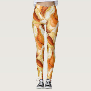 Guldaccentuerad flytande konst - Sienna-marmor (11 Leggings