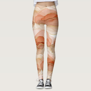 Guldaccentuerad flytande konst - Sienna-marmor (1) Leggings