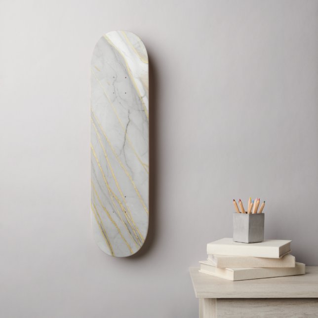 Guldådrad Carrara-marmortextur Mini Skateboard Bräda 18,5 Cm (Väggkonst)