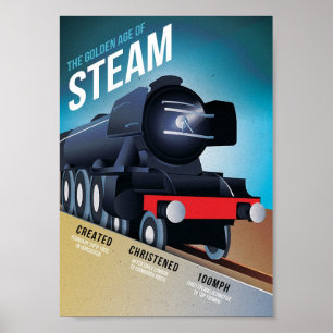 Guldåldern av konst för ångavintagetåg poster