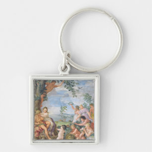 Guldåldern (frescoen) fyrkantig silverfärgad nyckelring