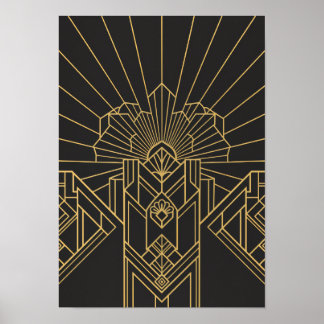 Guldålderns Midnatt Art Deco Geometrisk Konstaffis Poster