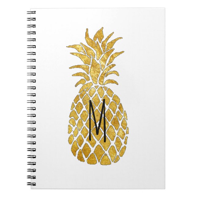 guldananas monogram anteckningsbok med spiral (Framsidan)