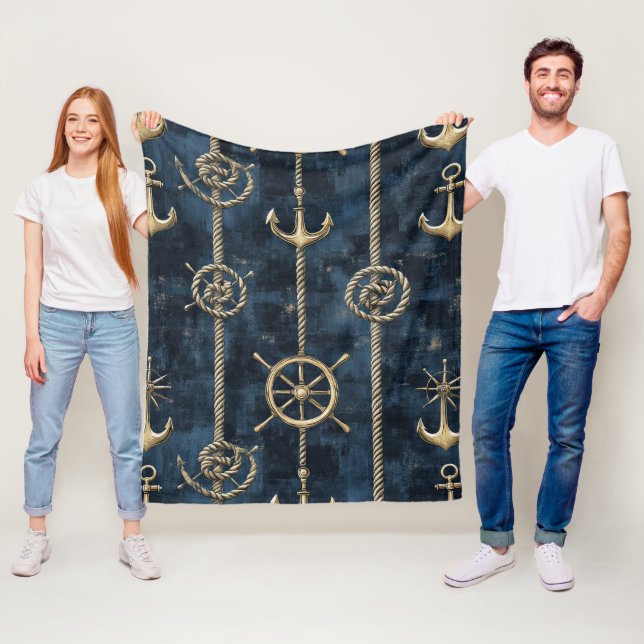 Guldankare & Rattl Nauticalt Mönster Fleecefilt (På plats)