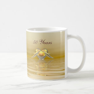 Guldårsdag - delfiner och hjärta kaffemugg