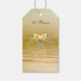 Guldårsdag - delfiner och hjärta presentetikett