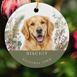 Guldbagge Hund Bild Vattenfärg Jul Julgransprydnad Keramik