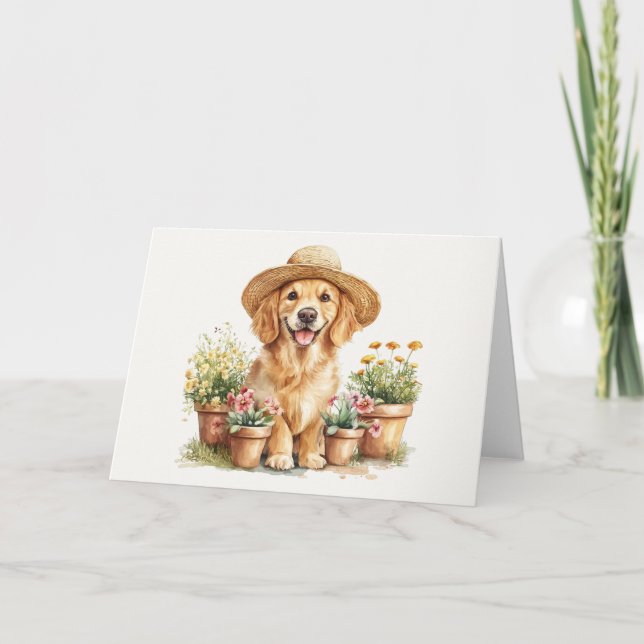 Guldbagge Hund Trädgårdsskötsel Blomkrukor Kort (Framsida)