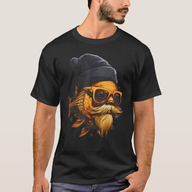Guldbarb fisk jul grafiska t-shirts för män kvinno (Framsida)