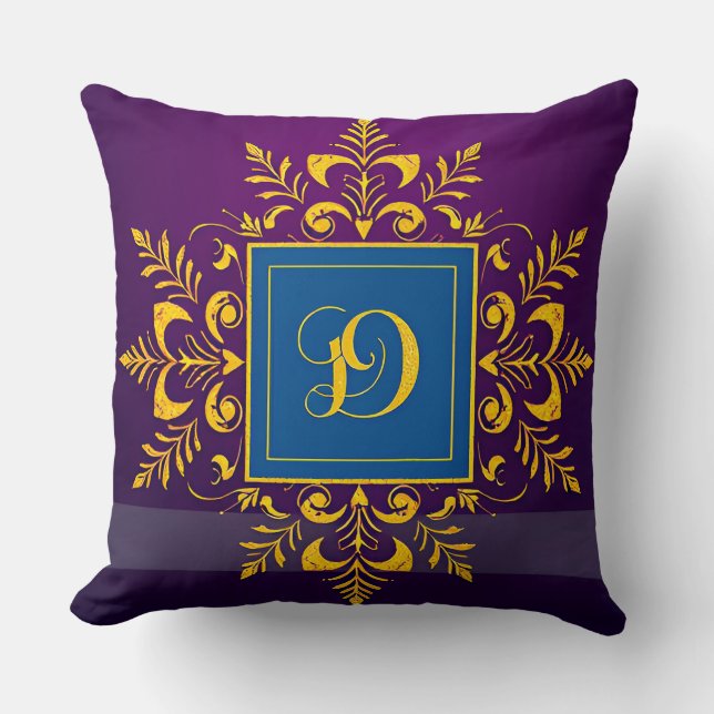 Guldbarock bokstav D Klassisk monogramstil ✨ Kudde (Framsida)