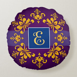 Guldbarock Bokstav E Klassisk Monogramstil ✨ Rund Kudde