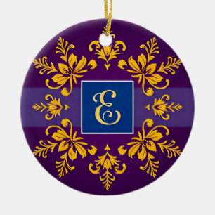 Guldbarock bokstav E monogram prydnad ✨ Julgransprydnad Keramik