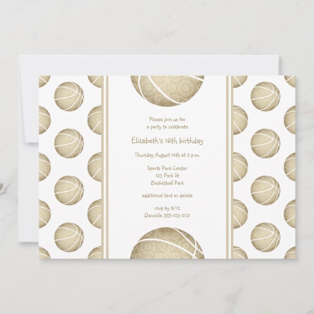 guldbasketskulor mönster party inbjudningar (Framsida)