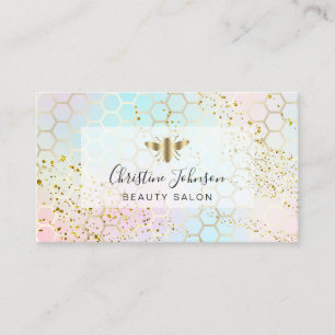 guldbin på FAUX glitter pastel färg honeycomb Visitkort