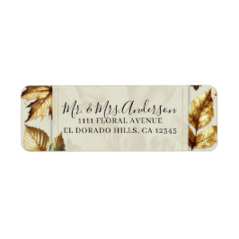 Guldblad Mandarin Beige Glam Höstbröllop Returadress Etikett