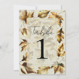 Guldblad mandel beige glam bröllopsbord inbjudningar