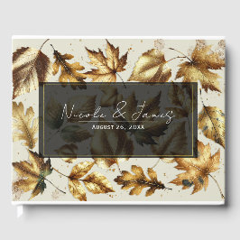 Guldblad Mandel Beige Glam Höstbröllop Gästböcker