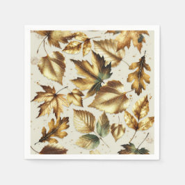 Guldblad Mandel Beige Glam Höstbröllop Pappersservett