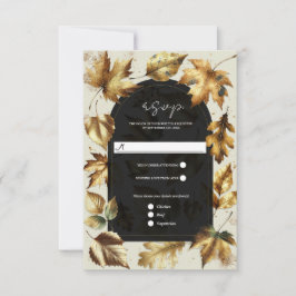 Guldblad Mandel & Beige Svart Glam Höst RSVP OSA Kort