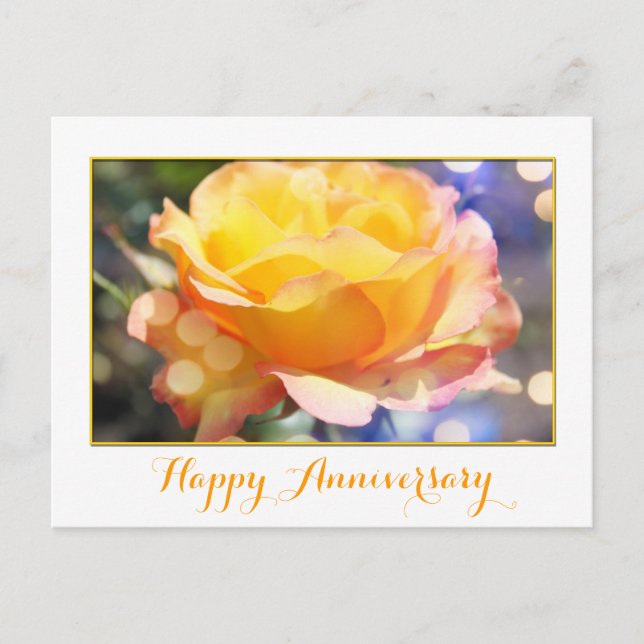 Guldblomma i gul ros vykort (Framsida)