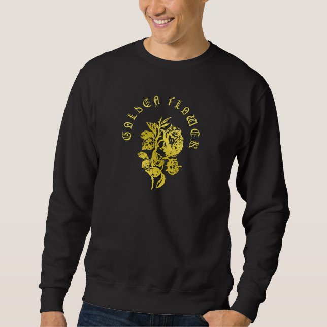 Guldblomma – Lyxdesign i broderstil Lång Ärmad Tröja (Framsida)