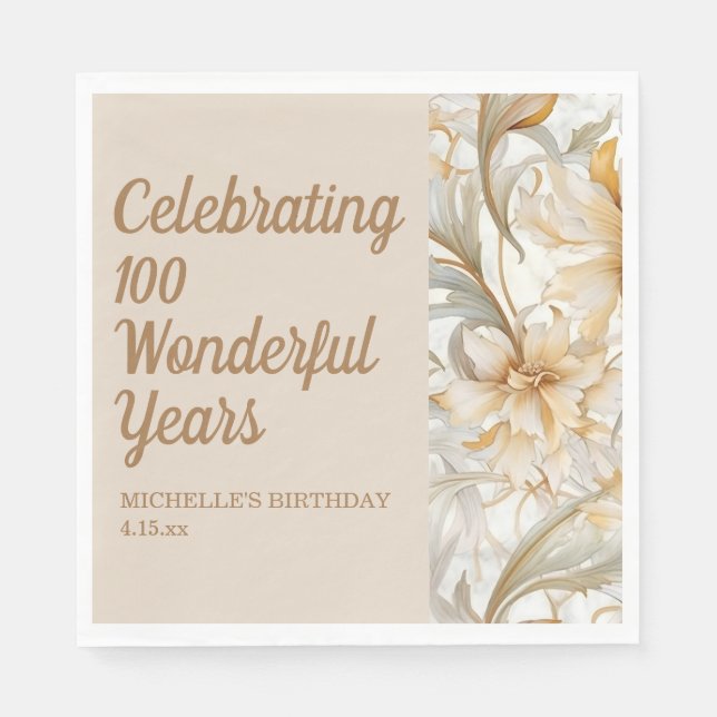 Guldblommig 100-årsdag  pappersservett (Framsidan)