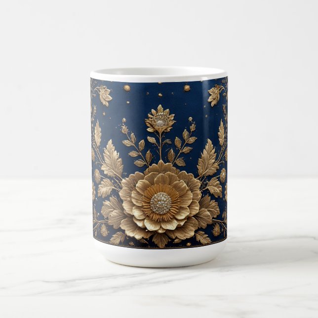 Guldblommig dekoration kaffemugg (Center)