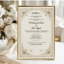 Guldblommig muslimsk Nikkah Nama-certifikatposter