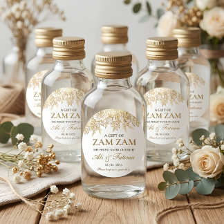 guldblommig nikah muslimsk bröllops zamzam-vatten runt klistermärke