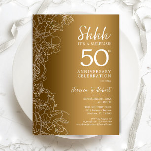 Guldblommig överraskning 50-årsjubileum inbjudningar