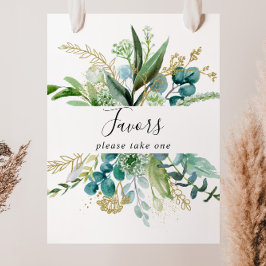 Guldblommig skylt med tropisk grönska gåvor