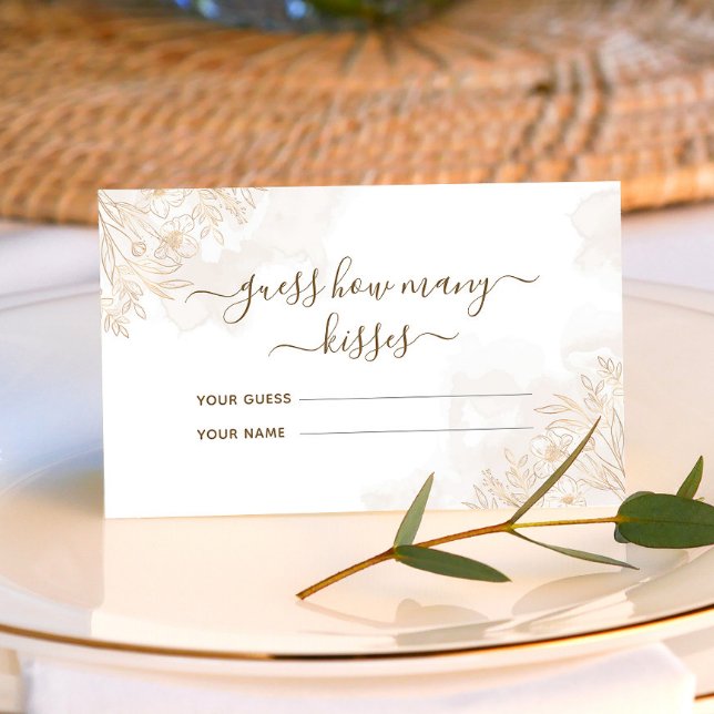 Guldblommiga blad Hur många kyssar Bröllopsspel Tilläggskort (Skapare uppladdad)