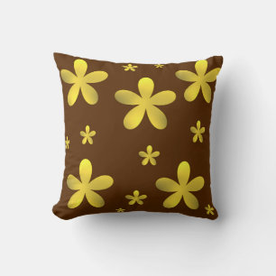 guldblommor i brun bakgrund kudde