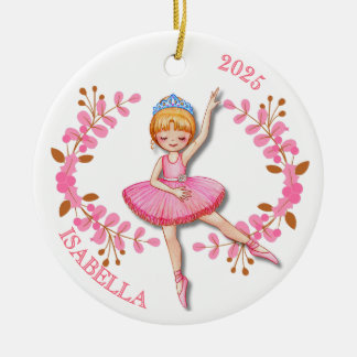 Guldblond ballerinadekoration julgransprydnad keramik