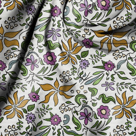 Guldbloommönster med handritad botanisk design tyg
