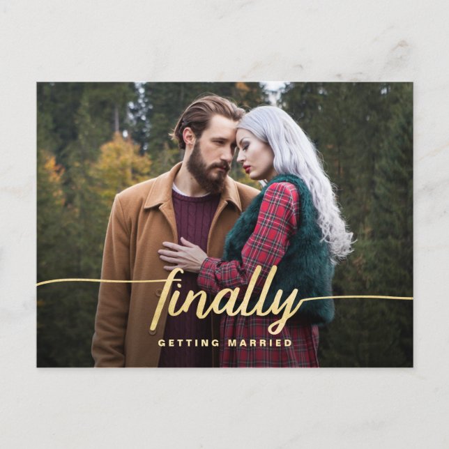 Guldbokstav Skämtsam Bröllop Spara Datum-inbjudan Meddelande Vykort (Framsida)