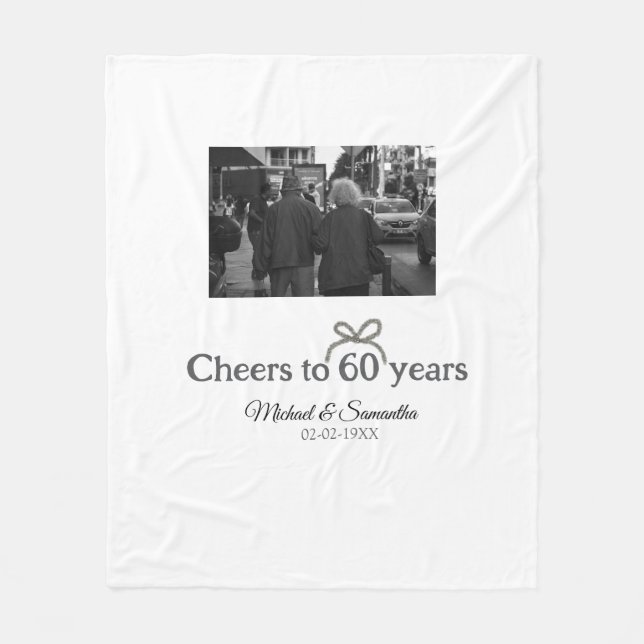 Guldbollar till 60-årsdagen bröllop fleecefilt (Framsidan)