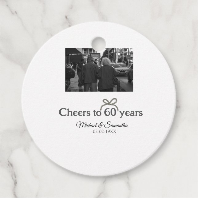 Guldbollar till 60-årsdagen bröllop gåvor etiketter (Framsida)