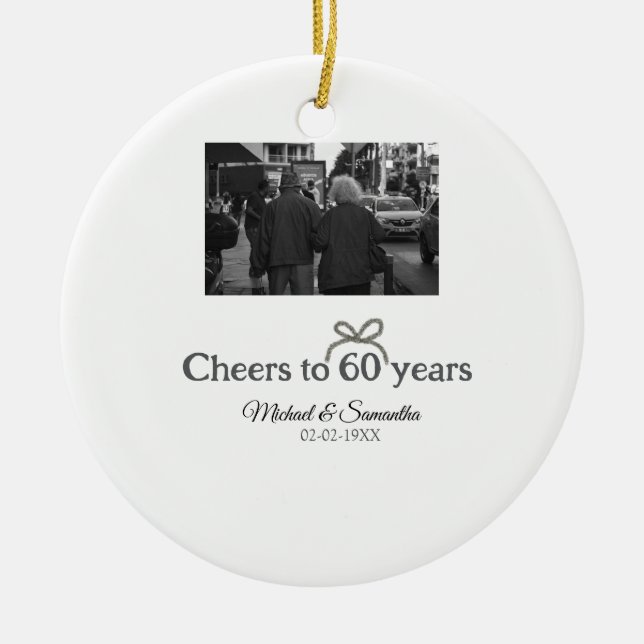 Guldbollar till 60-årsdagen bröllop julgransprydnad keramik (Framsidan)