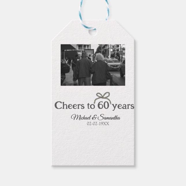 Guldbollar till 60-årsdagen bröllop presentetikett (Framsidan)