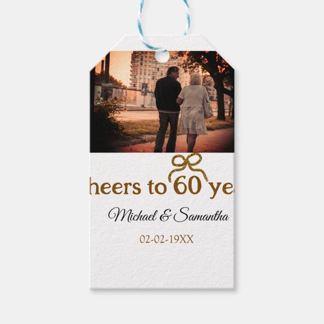 Guldbollar till 60-årsdagen bröllop presentetikett (Framsidan)