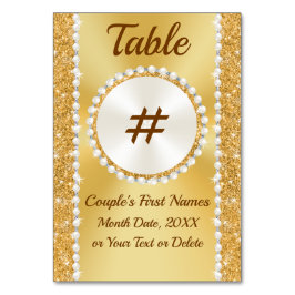 Guldbord NUMBER-kort, 50-årsjubileum Födelsedag Bordsnummer