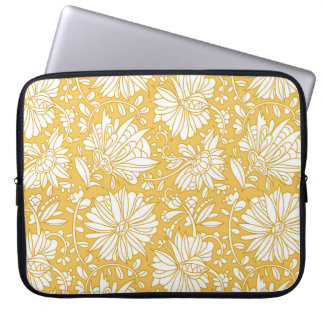 Guldborre, blommigt, handdragen abstrakt laptop fodral