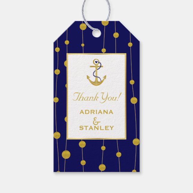 Guldbottenankare och pärlor moderna sjömansfartyg presentetikett (Framsidan)