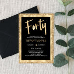 Guldbränning Glitter 40:e födelsedagsinbjudan Inbjudningar<br><div class="desc">Det här är en 40-dagars inbjudan med guld glitter och folie. svartvit guld glansig gnistra flickflickas 40:e 40:e 440:e 40:e.</div>