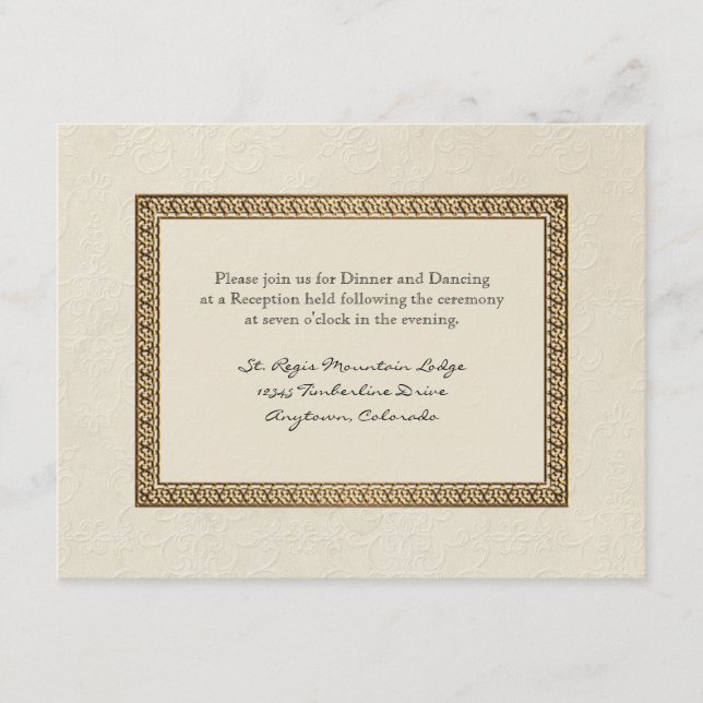 Guldbrokad Damast Blommig Formell Mottagningsinbju Tilläggskort (Framsida)