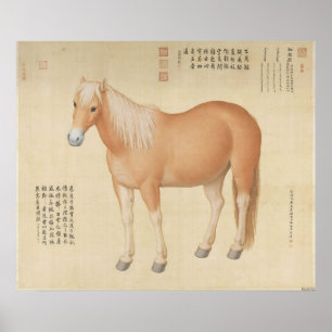 Guldbrokig palominohäst - Gammal kinesisk konst Poster