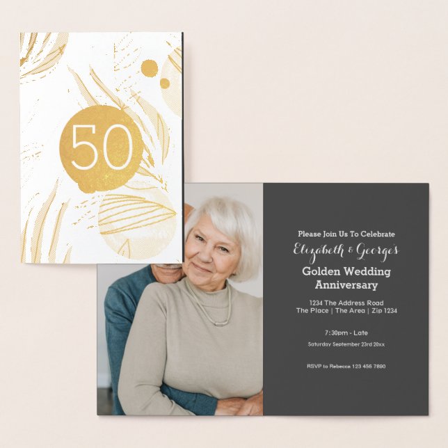 Guldbröllop 50-årsjubileum folierat kort (Display)